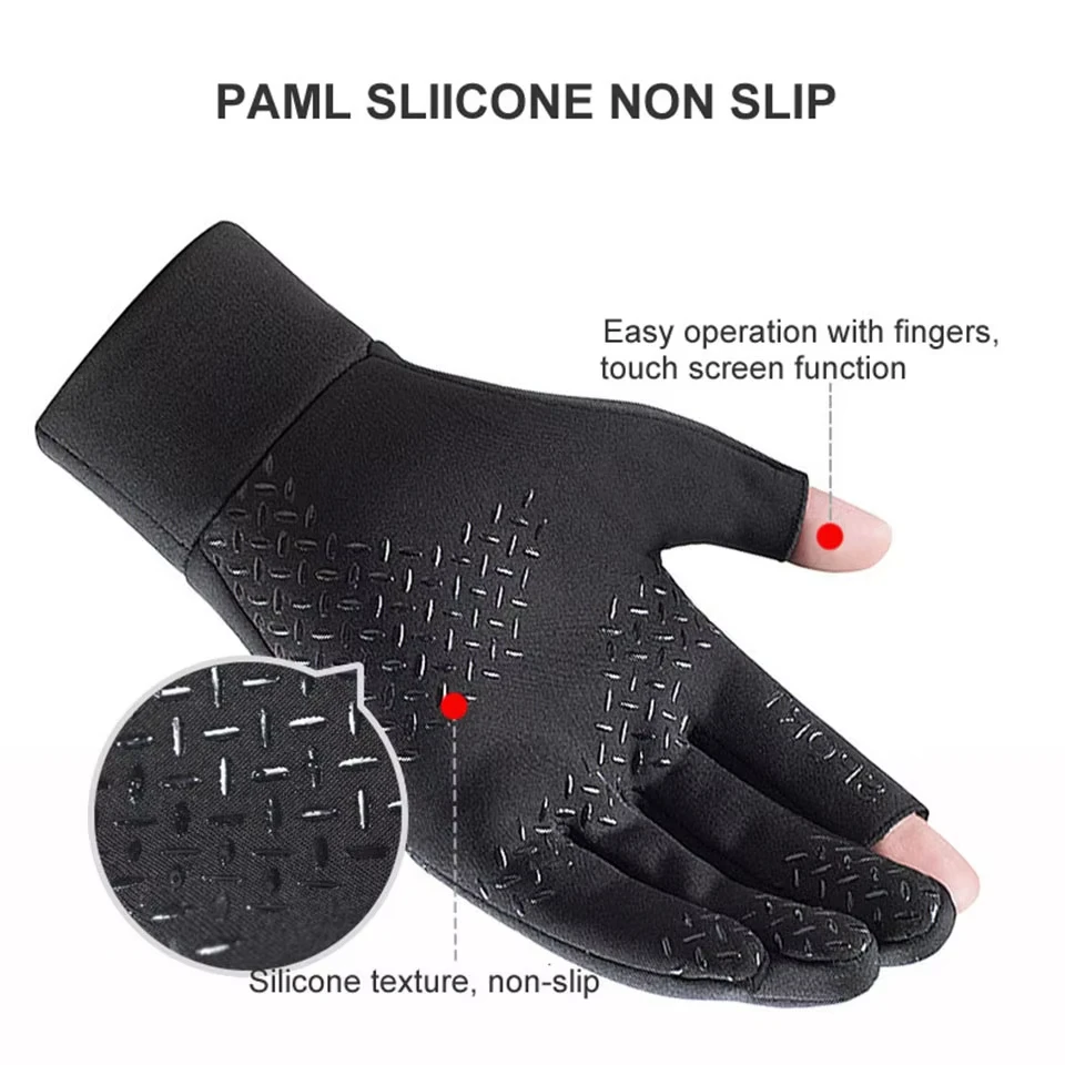 Winter Fishing Non-slip Gloves Windproof Waterproof Touchscreen Gloves Thermal Fleece Outdoor Sports Cycling Gloves