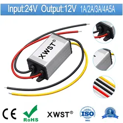 XWST DC to DC 24V to 12V Buck Converters 1A 2A 3A 4A 5A Step Down Waterproof Module Voltage Regulator Car Power Supply Aluminum