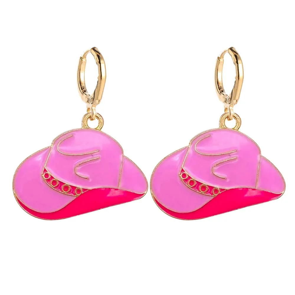Vintage Cow Head Earrings Fashion Pink Trendy Creative Cowboy  Boots Alloy Dropping Oil Earring Jewelry for Women Gifts