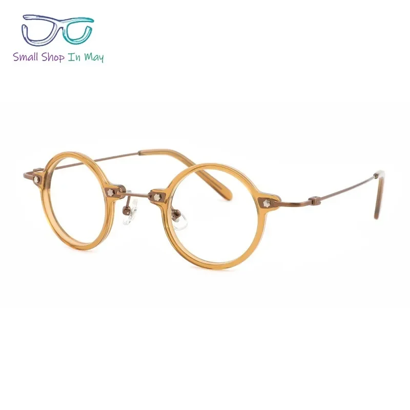 Retro Sheet Metal Rice Nails Fashion Men's Small Round Frame Women's Glasses Frame Can Be Matched with Myopia Anti-blue Light