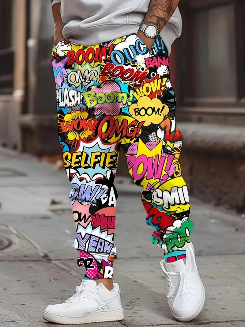 

New men's trousers for Spring and Autumn 2025 Casual roller skating pattern printed comfortable and soft street trousers