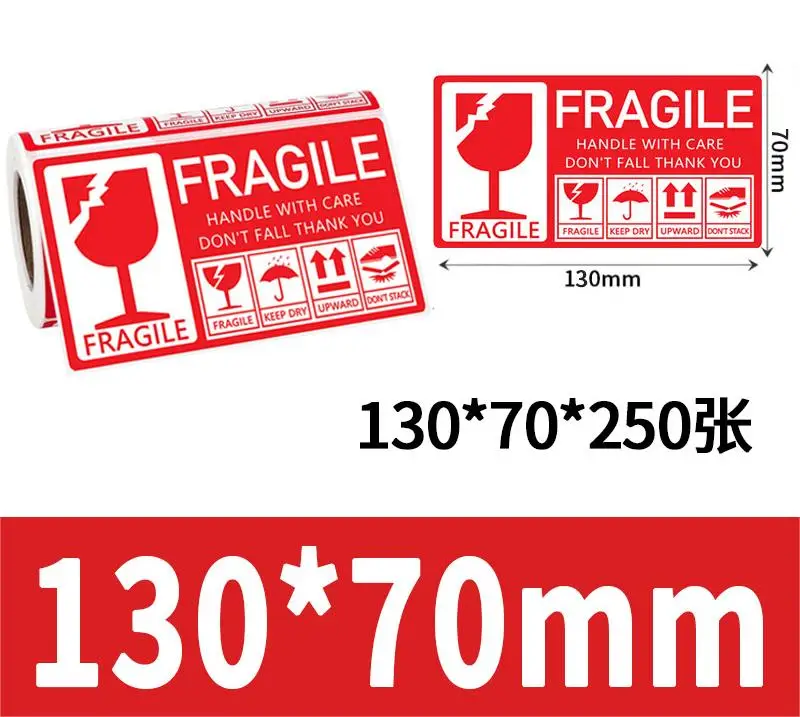 Fragile English stickers with easily torn and fragile labels