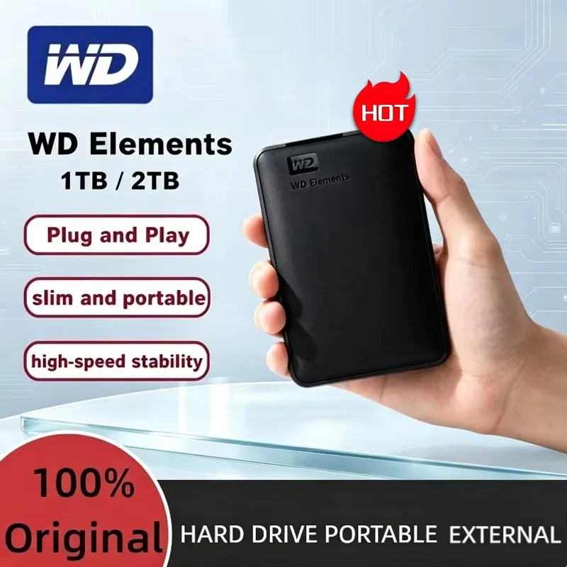 WD Original External Mechanical Hard Disk 2.5 Inch USB3.0 High Speed Mobile Storage Drive 2TB 4TB 5TB 6TB For Laptop Computer