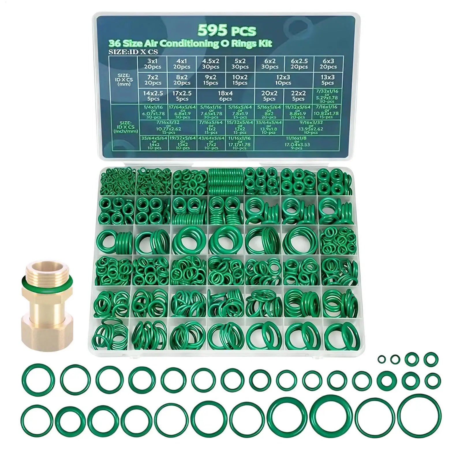 595-teiliges AC-O-Ring-Sortiment-Set, O-Ring-Reparaturset für Autoklimaanlagen, Autoreparaturzubehör für Kfz-Klimaanlagen