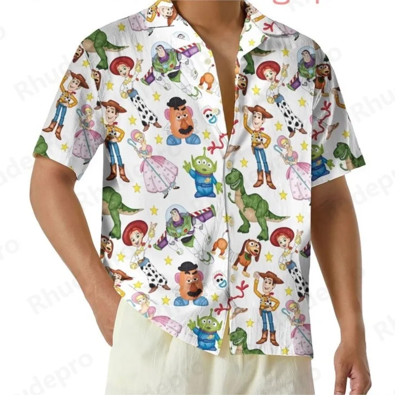 

Disney Toy Story Christmas Hawaiian Shirt Men's Women Kids Short Sleeved Button Up Beach Shirt Woody and Friends Shirt
