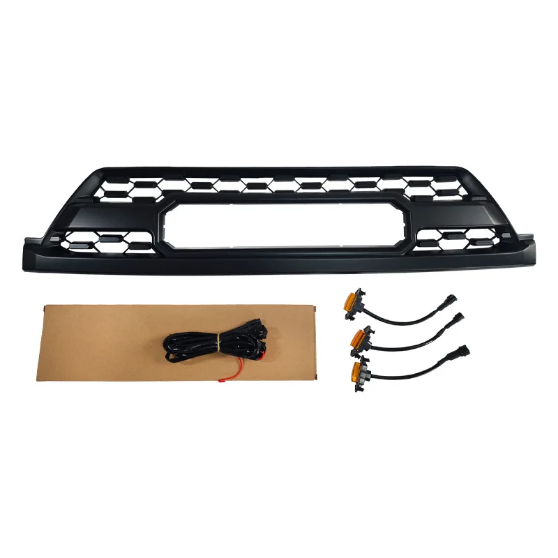 TRD Style Front Grille for Toyota 4Runner 2003-2005 Honeycomb Mesh Grill with Amber Marker Lights Black ABS Replacement