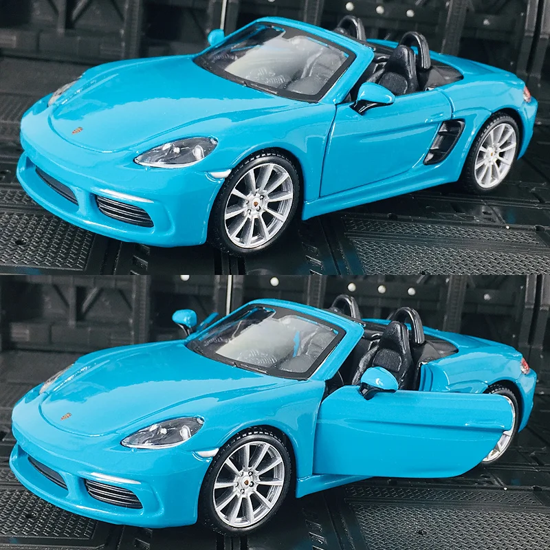 

Bburago 1:24 Porsche718 convertible supercar alloy car model doors can be opened rich details, fine workmanship good quality