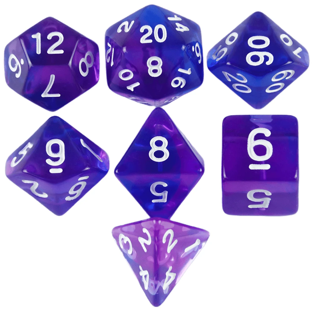 Mixed Colours Transparent Dice 7PCS/Set D4-D20 Multi-sided Table Board Dice for RPG Toy DNDGame RPG Dice Gift