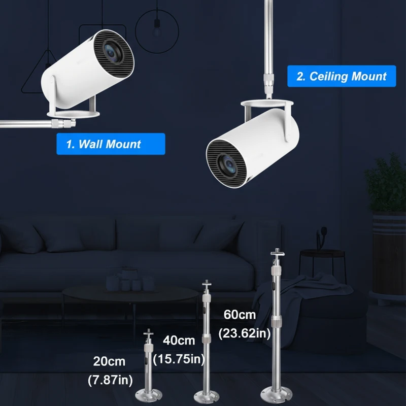 Huaweishi Wall Mount Metal Ceiling Projector Stand 6mm Thread 20/40/60 cm Firm Universal Projector 1/4 BracketHanger Mounting