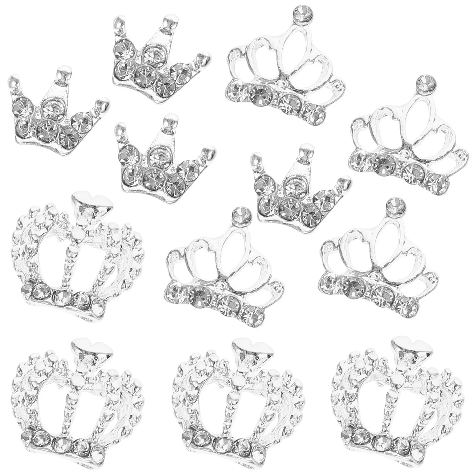 12 ชิ้น 3D คราวน์ น็อตติดเล็บ สำหรับตกแต่งเล็บ งานศิลปะทำเล็บ ประดับเพชร งานประดิษฐ์ DIY อุปกรณ์ตกแต่งสำหรับโทรศัพท์ กระเป๋า งานฝีมือ