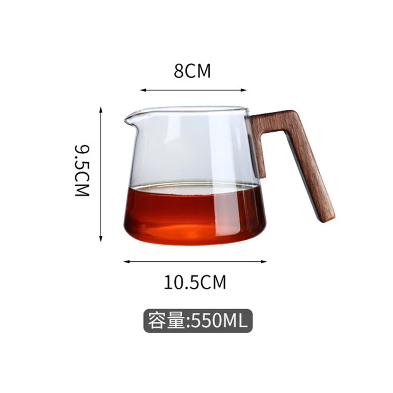 550ML Heat-resistant Glass Tea Fair Cup With Wooden Handle Tea Coffee Server Kung Fu Chahai Tea Pitcher Puer Teacup Teaware