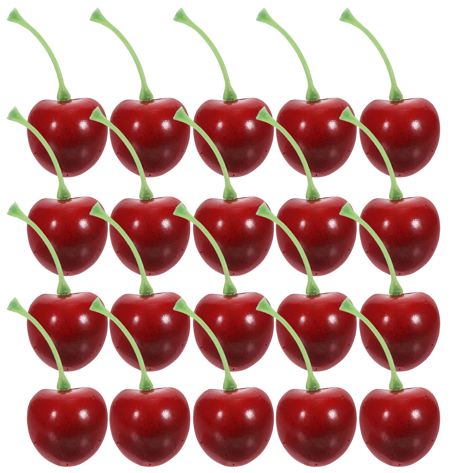 20 Pcs Red Cherry Simulated Small Fruit Model Set Child Models Plastic Artificial