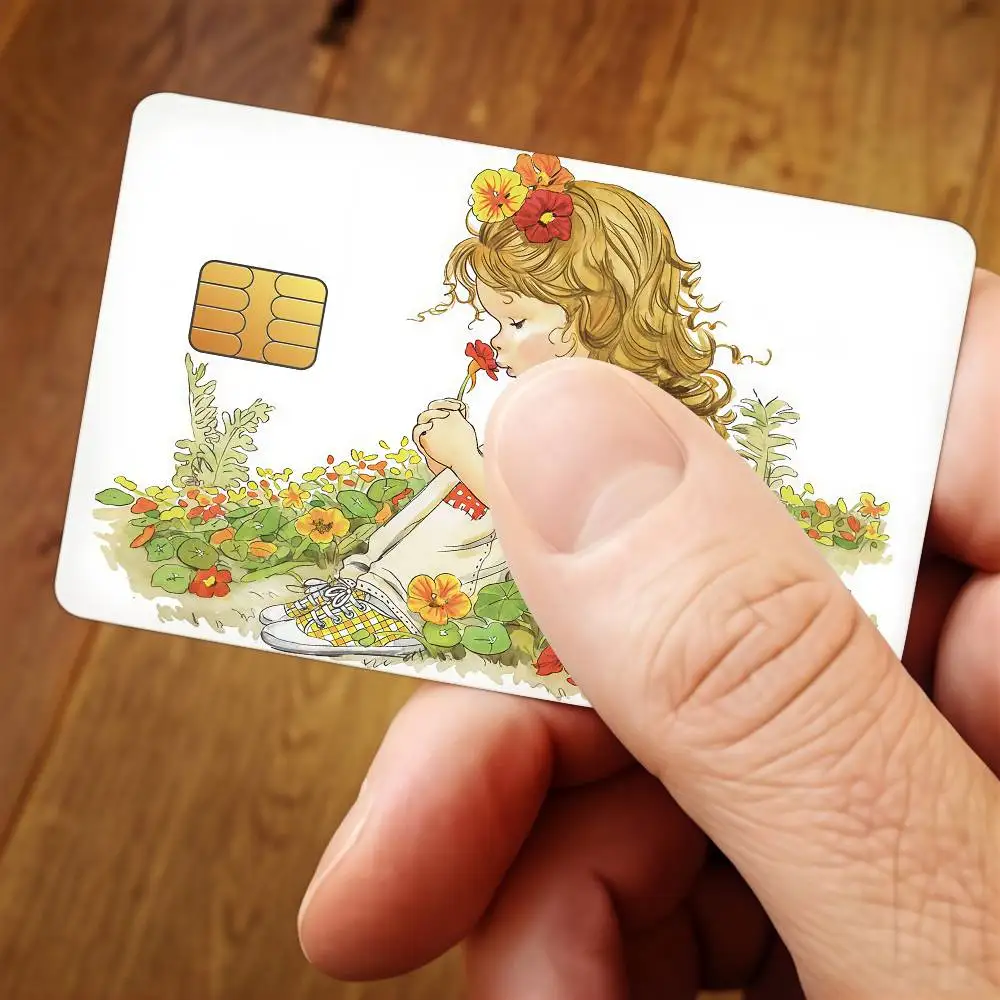 Cartoon S-Sarah Kay Credit Card Skin Stickers For Bank Card Bus Metro Cards Waterproof Anti-Scratch Gift 4PCS