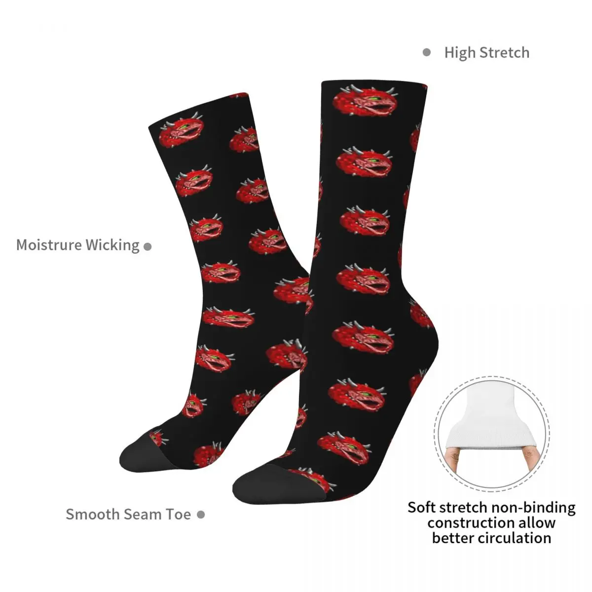 Cacodemon Poggers Socks Harajuku Super Soft Stockings All Season Long Socks Accessories for Unisex Gifts