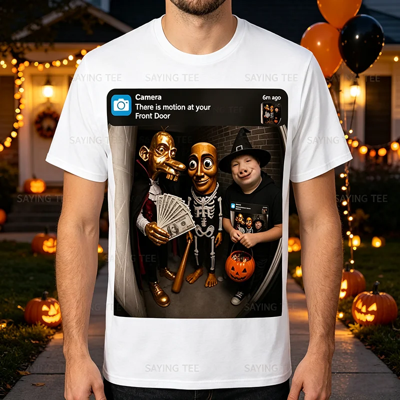 Tung Sahur Neegy Meme Doorbell John Pork Halloween-Kostüm Premium Weiches Baumwoll-T-Shirt Y2k Joke Brainrot Crew Persönlichkeitskleidung – Detail 4