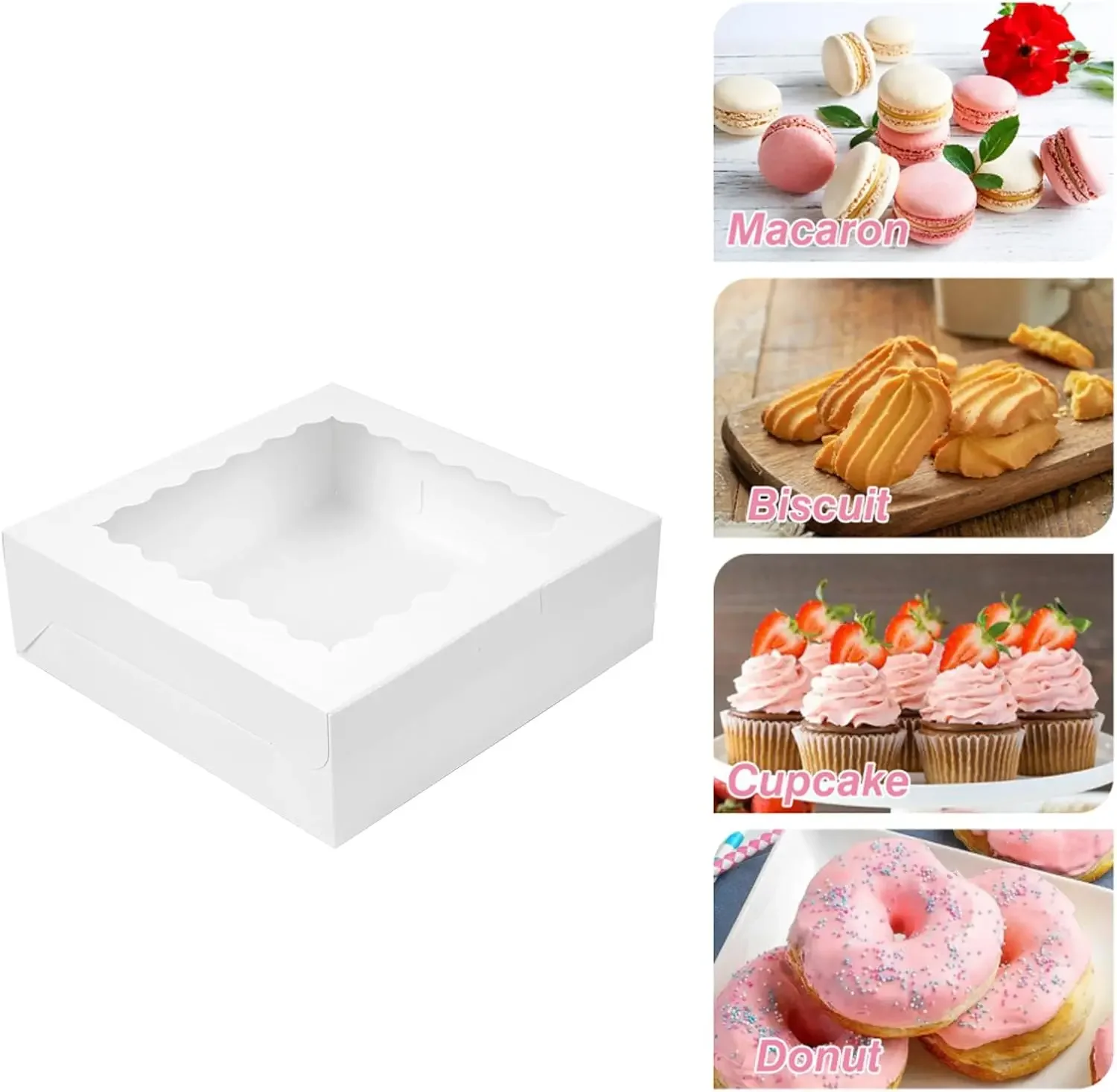 caixas-de-biscoitos-com-janela-brancas-para-doces-tortas-confeitaria-donuts-morangos-com-chocolate-festas-de-aniversario-varias-unidades