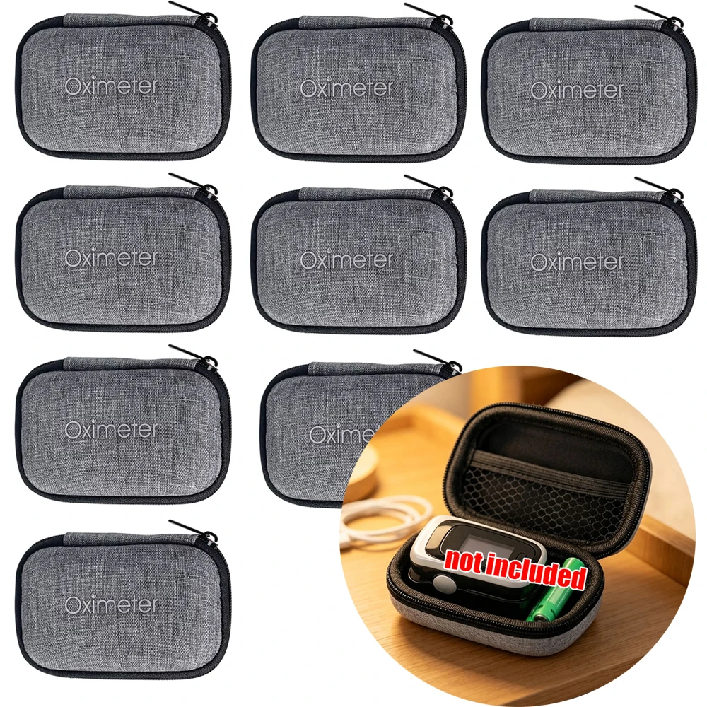 1-10Pcs Oximeter Storage Bag for Finger Pulse Oximeter Reasonable Design Strong Space Protective Cover Zipper Hard Bracket Bag