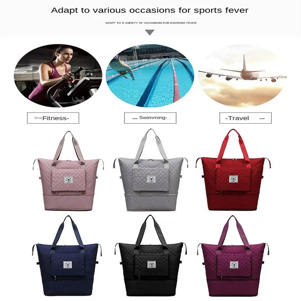 Foldable Duffle Pack Expandable Wet and Dry Separation Luggage Shoulder Bags Multiple Pocket Waterproof Business Travel Bag