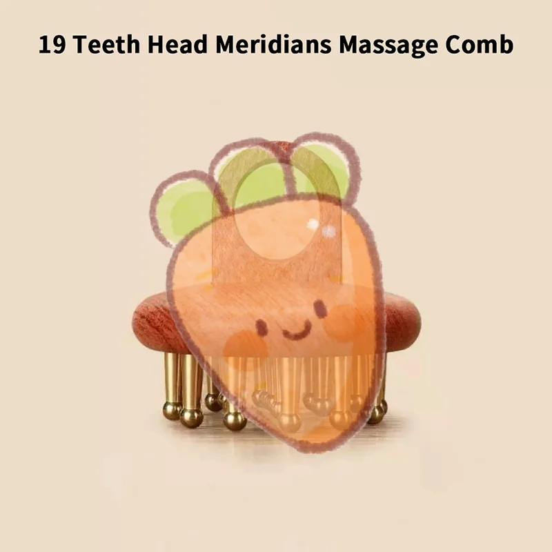 

Head Meridians Massage Comb Copper Sandalwood Meridians Fine Tooth Comb Needling Guasha Scalp Massage Brush Relax Body Massager
