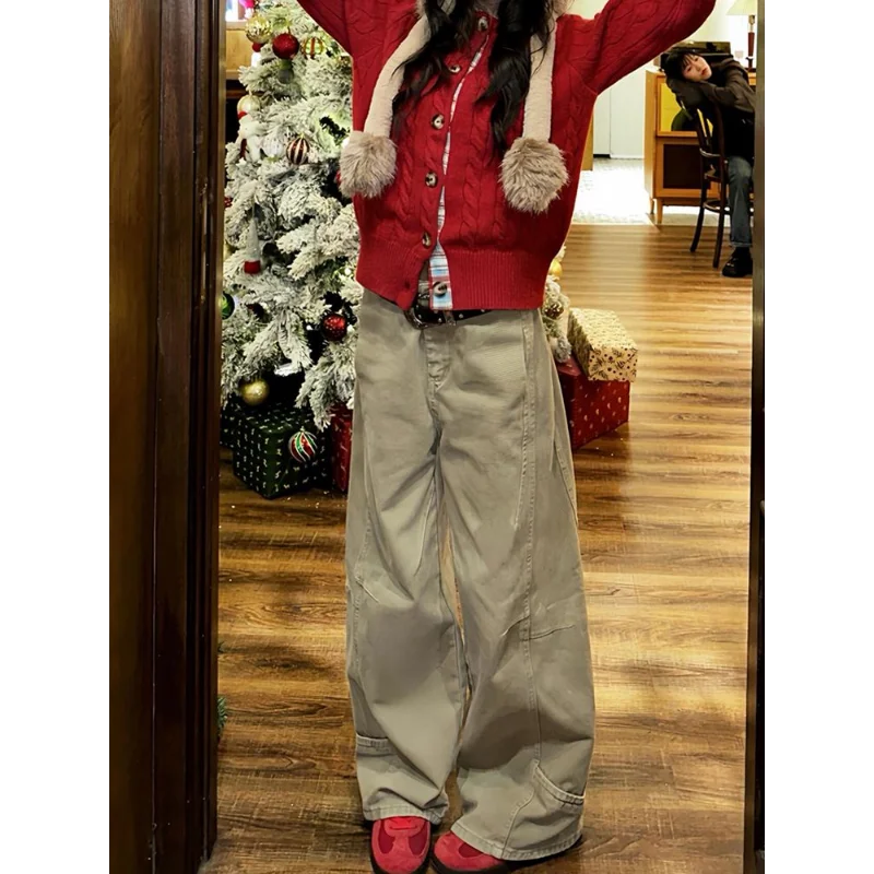 American Design Scimitar Jeans Women's Autumn and Winter New Loose Lazy and Relaxed Floor Pants