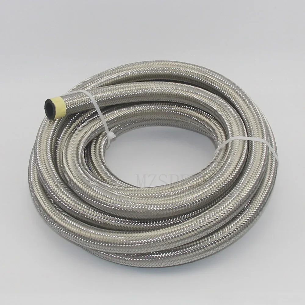 

AN4 AN6 AN8 AN10 Fuel Hose Oil Gas Cooler Hose Line Pipe Tube Nylon Stainless Steel Braided Inside CPE Rubber 1M Custom length