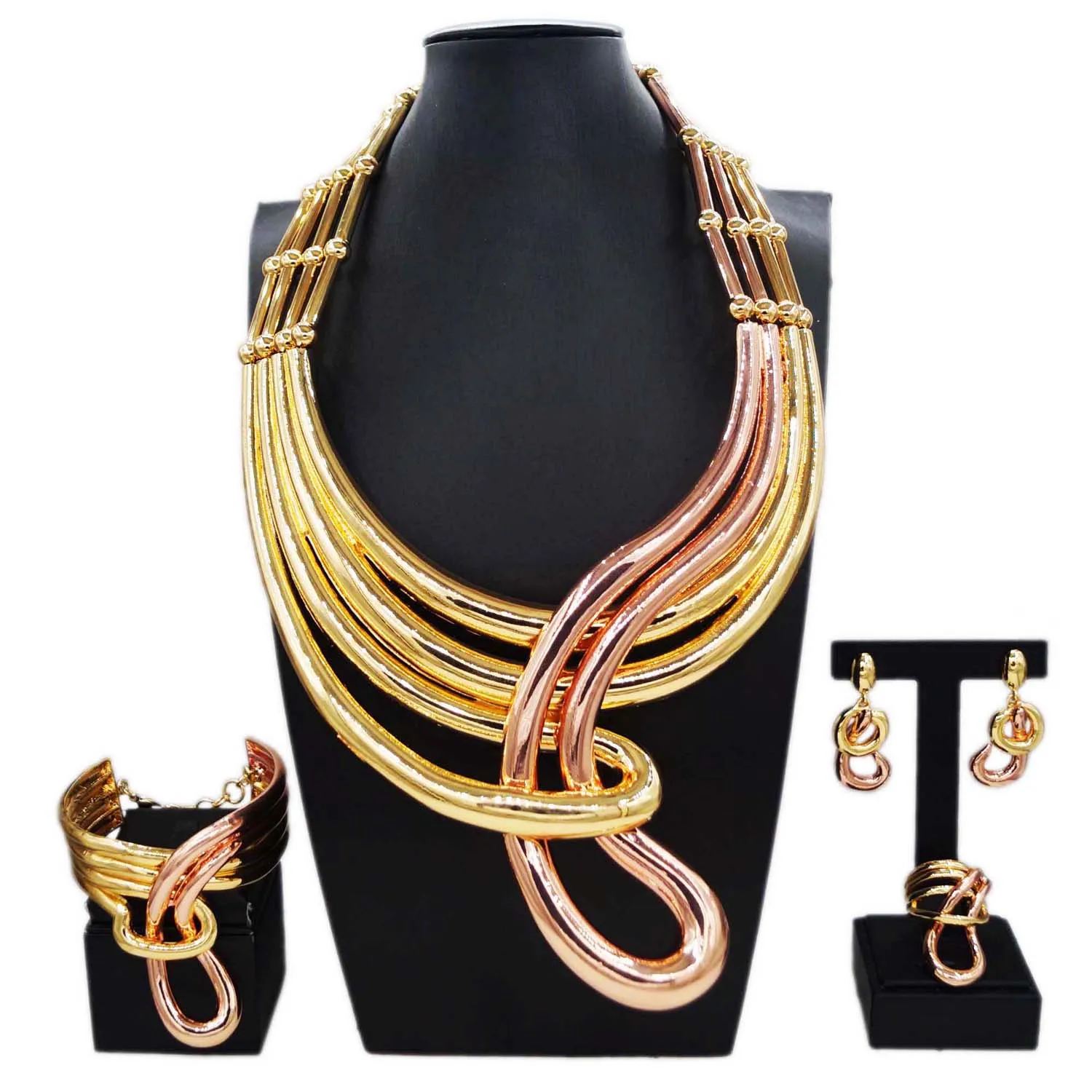 Yuleili Brazil gold-plated luxury four-piece set serpentine chain simple personality exquisite heavy industry fashion daily
