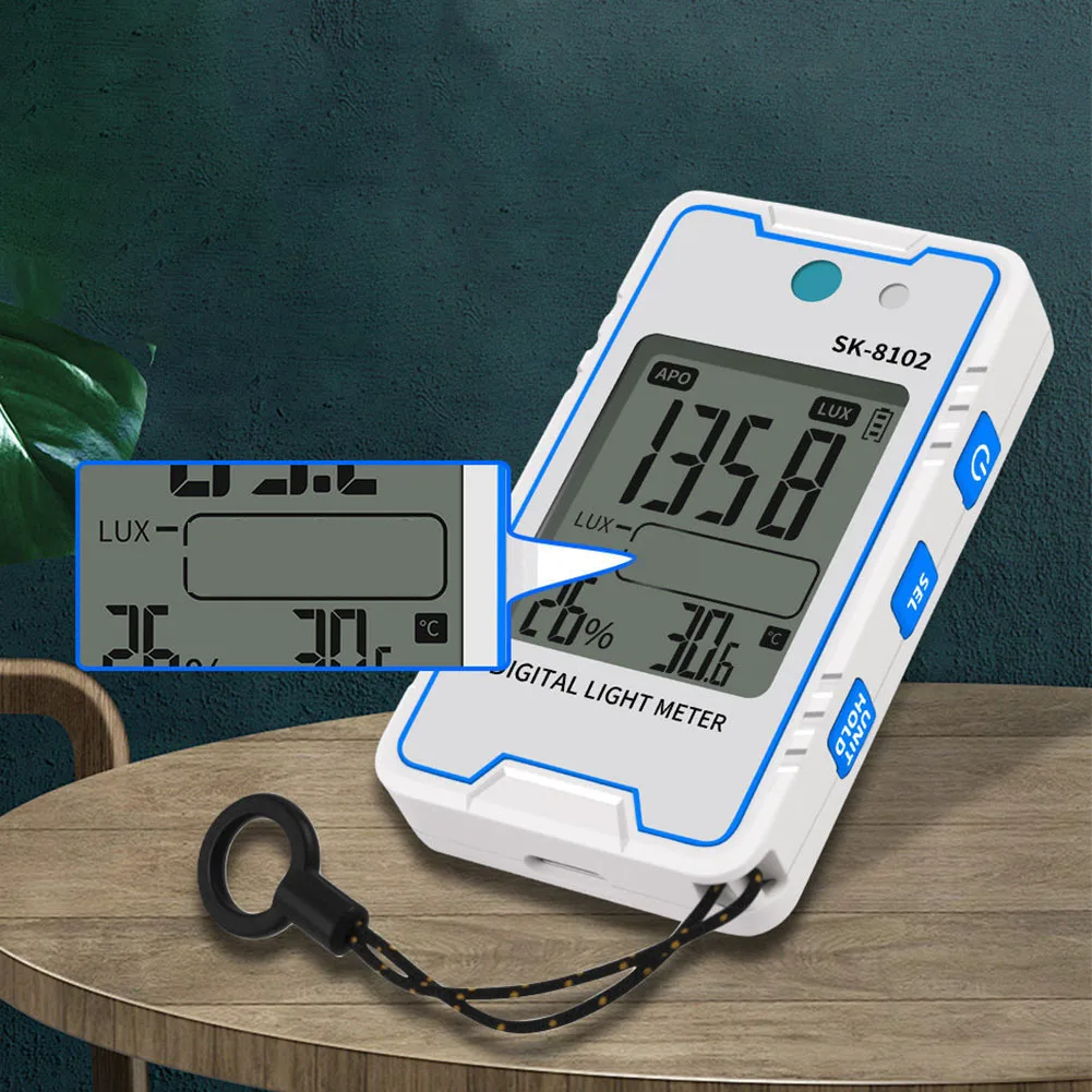 SK-8102 For MINI Digital Lux Meter with for strobe Function Flicker Test 0.1 to 999900 Lux USB Charging 65mAh Battery