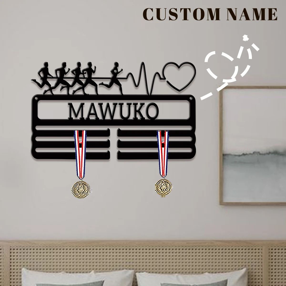 Custom Speed Runner Metal Medal Display Rack, Valentines Gift, for Room Decor, Suitable for Basketball, Football Exercise