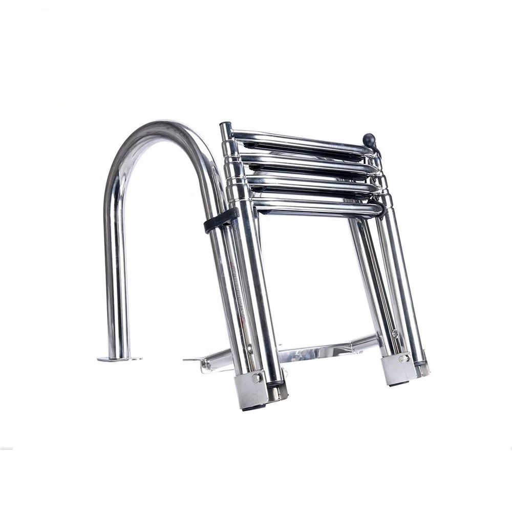 Marine Grade Stainless Steel Silver Folding Collapsible Boat Ladder-Multi-Purposepromote sales