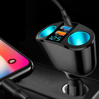 5-Port 20W PD+QC Car Charger Dual Cigarette Lighter LED Voltmeter Compatible with iPhone 14 Pro iPad GPS Fast Charge
