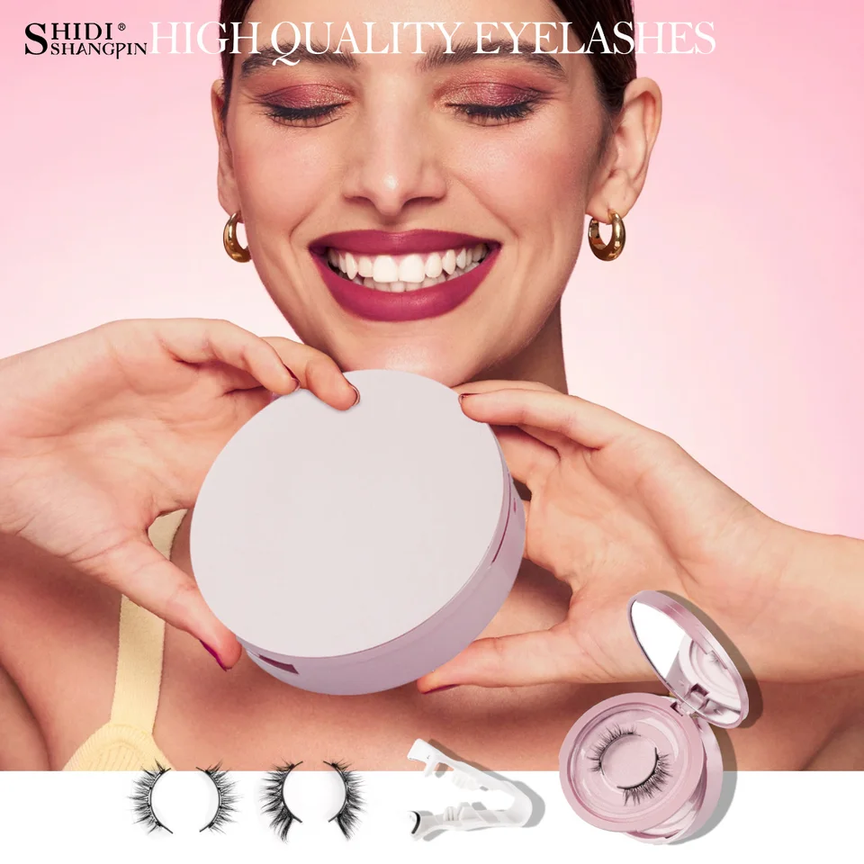 2 Pares Pestañas Magnéticas Look Natural Esponjosas Reutilizables Set con Aplicador Sin Pegamento Maquillaje 5