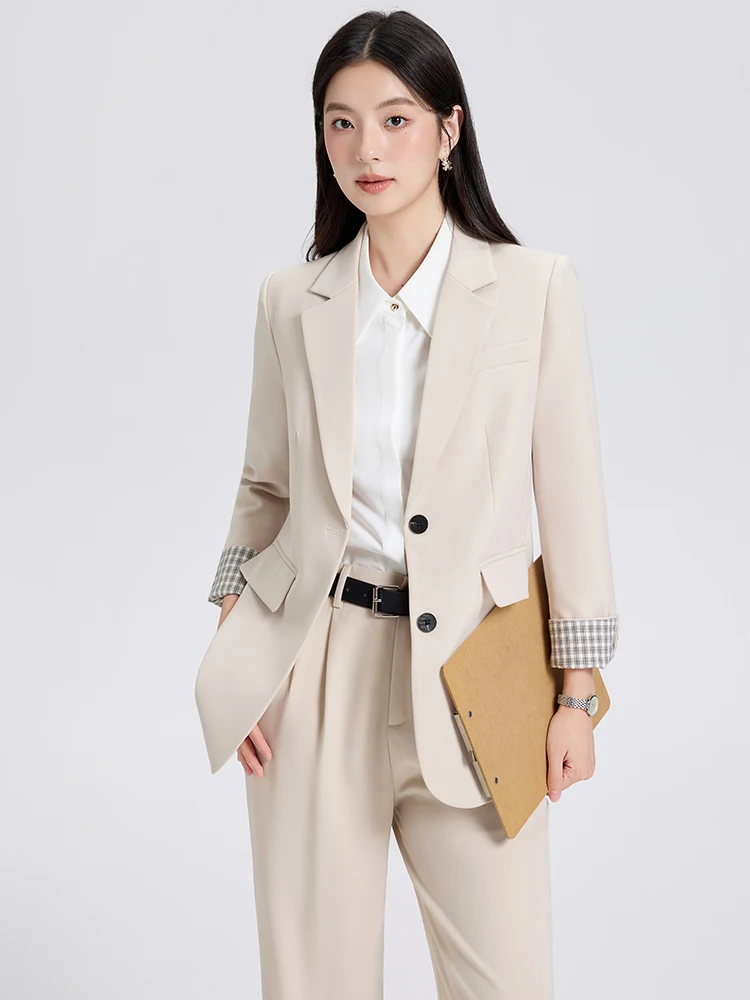 Completo da donna con blazer e pantaloni da lavoro da ufficio, set da 2 pezzi