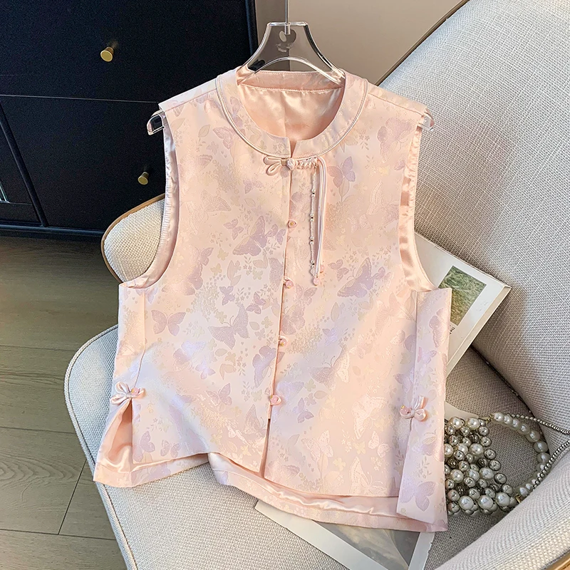 

Новый кардиган в китайском стиле с круглым воротником и вышивкой, улучшенный традиционный топ Ханьфу, женская модная верхняя одежда