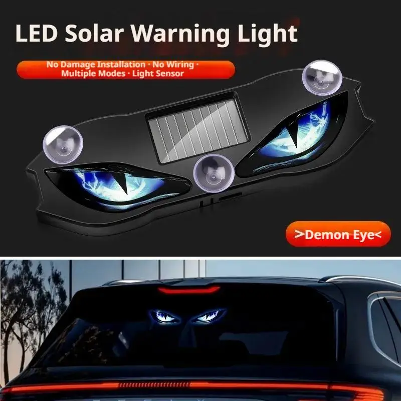 Universal Car Multi Mode Car Window Solar-powered LED Vehicle Lights Eye Light Cool Flashing Safety Vehicle Signal Lights