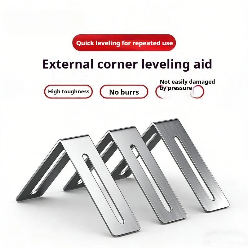 Stainless steel tile corner leveler, 90-degree right-angle leveler, a helpful tool for tile setters to position and fix tiles.