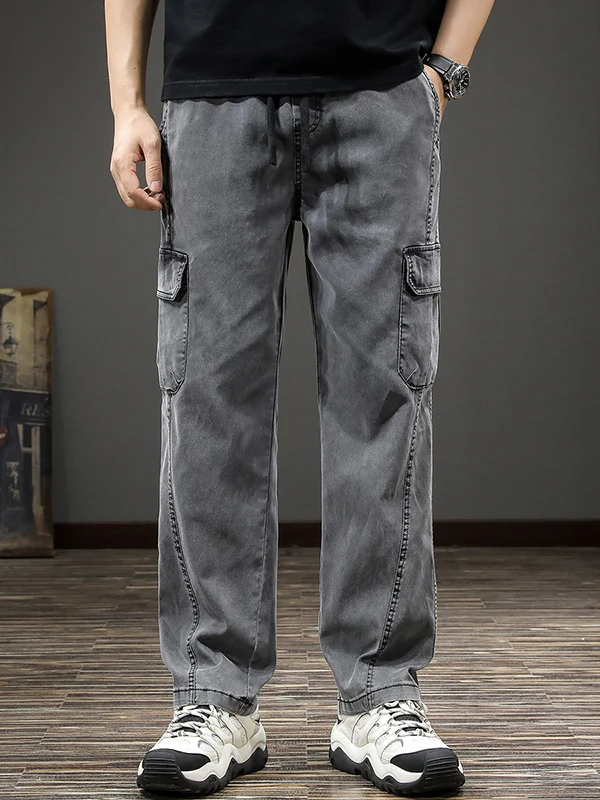 

Loose Wide Leg Casual Pants Men's Workwear Vintage Waed Straight Leg Trousers plus Size Summer Faion Basic Color