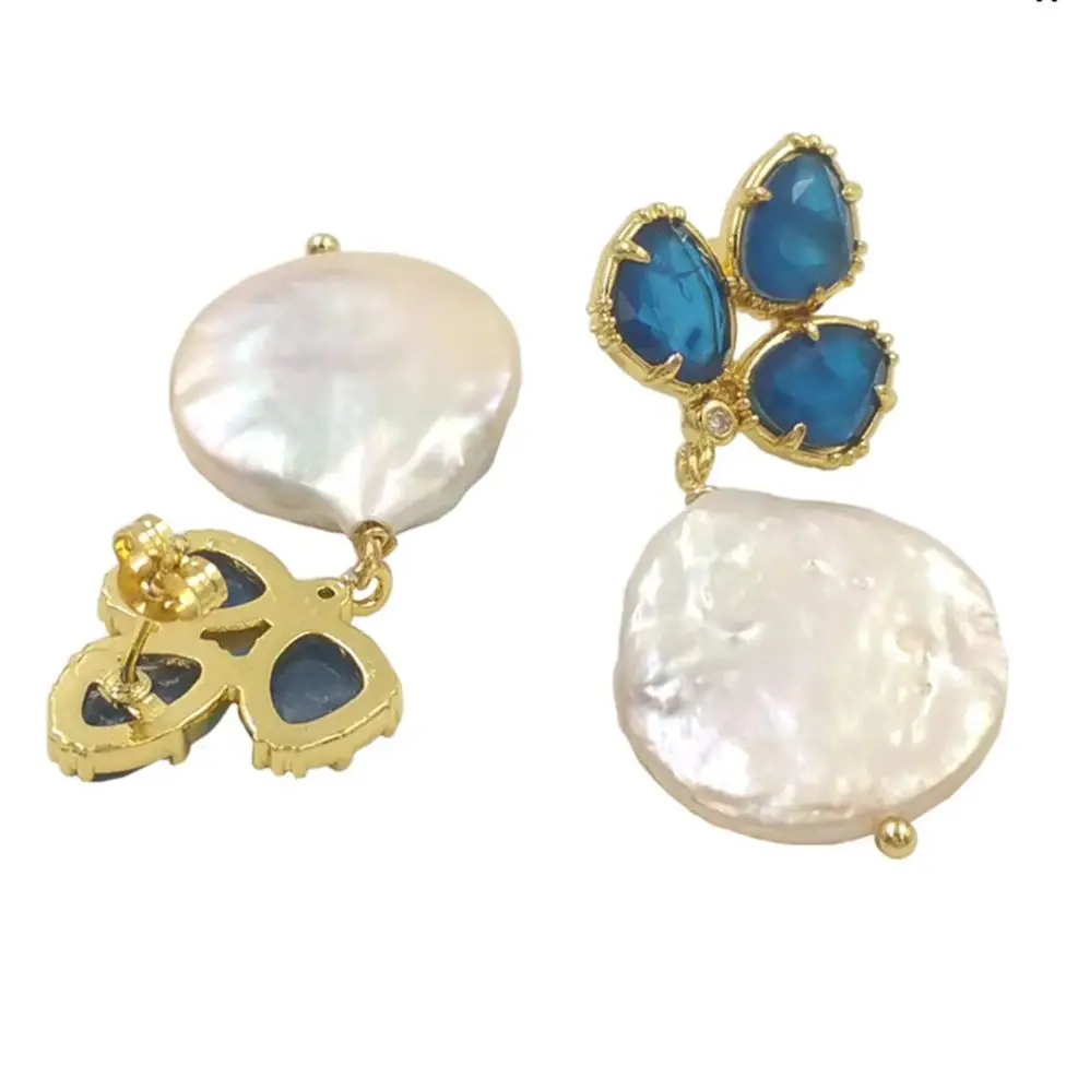 WT-MPE136 Beautiful Colorful Cubic Zircon Paved With Natural Freshwater Pearl Earring For Women Special Jewelry Gifts