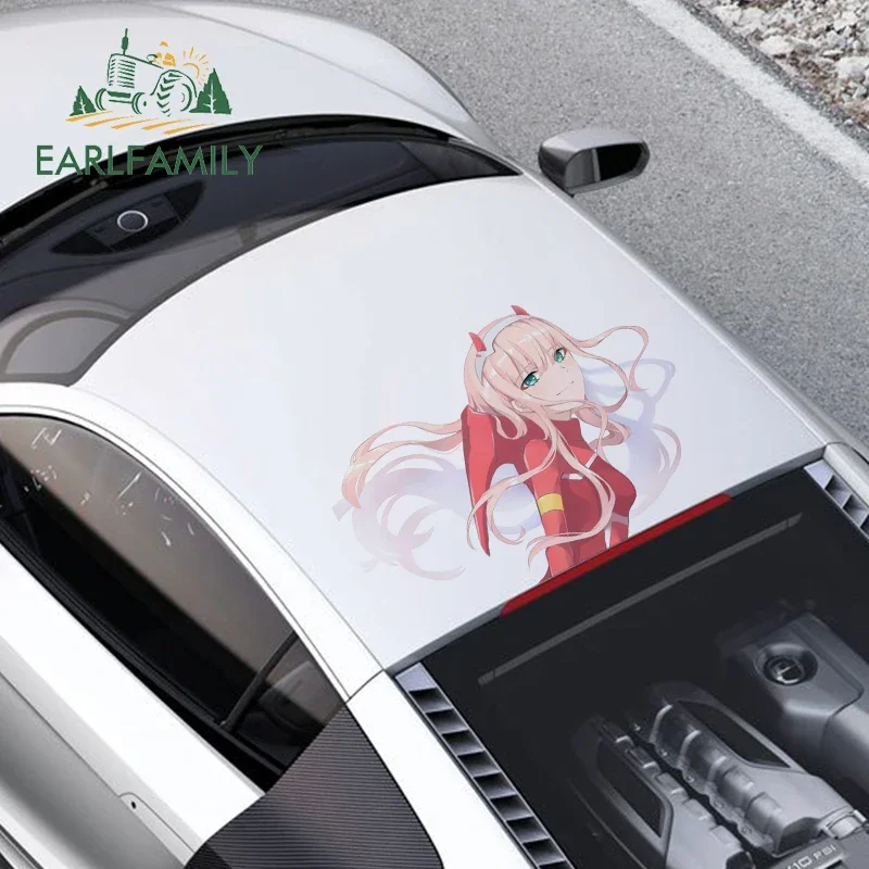 

EARLFAMILY 43cm x 30.4cm For Zero Two Car Stickers Scratch-Proof Decal Personality Anime Motorcycle Sticker Decoration