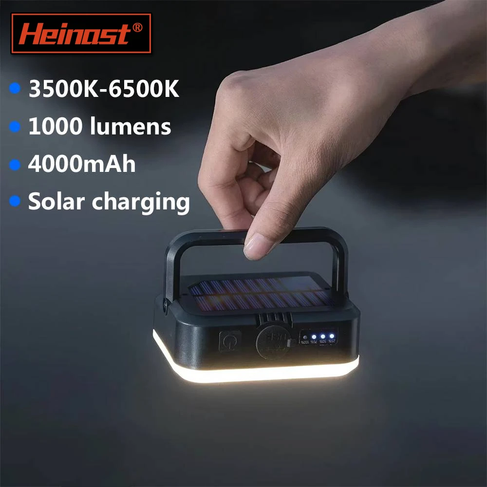 4000MaH Rechargeable Camping Lamp Portable Hanging Tent Light Solar Power Waterproof Work Lantern for Outdoor Camping BBQ Party