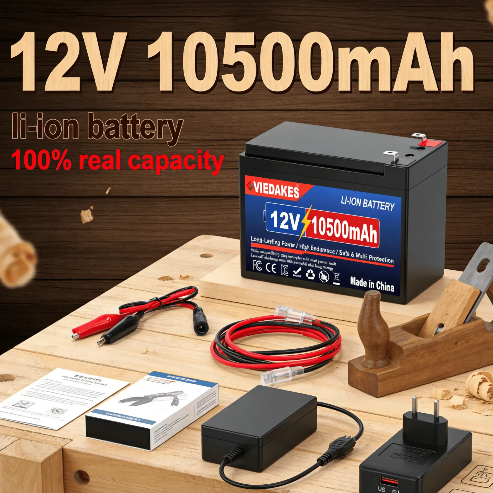 

Литий-ионный аккумулятор 12В 10500мАч с реальной емкостью 100%, мощный мини-аккумулятор для активного отдыха, путешествий, кемпинга (США, ЕС)