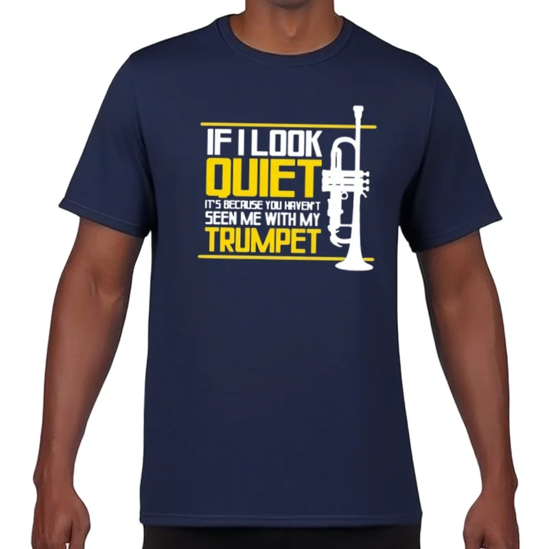 Camiseta divertida para hombre, camisa con estampado de trompeta silenciosa, Banda de Música de latón, pickslace, algodón,