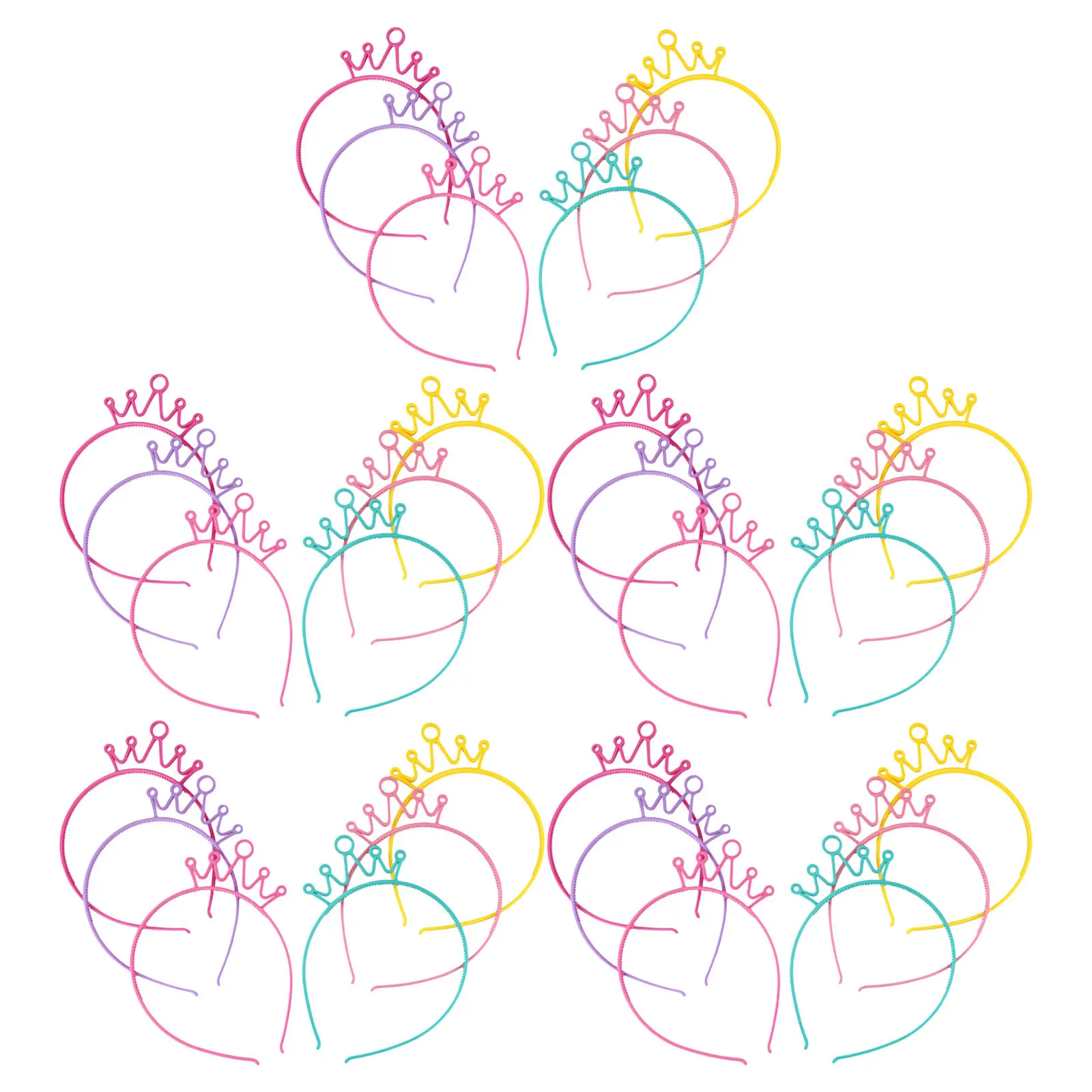 

30Pcs Princess Crown Headbands Candy Color Plastic Birthday Tiaras Party Hair Hoops Comfortable Kids Accessories