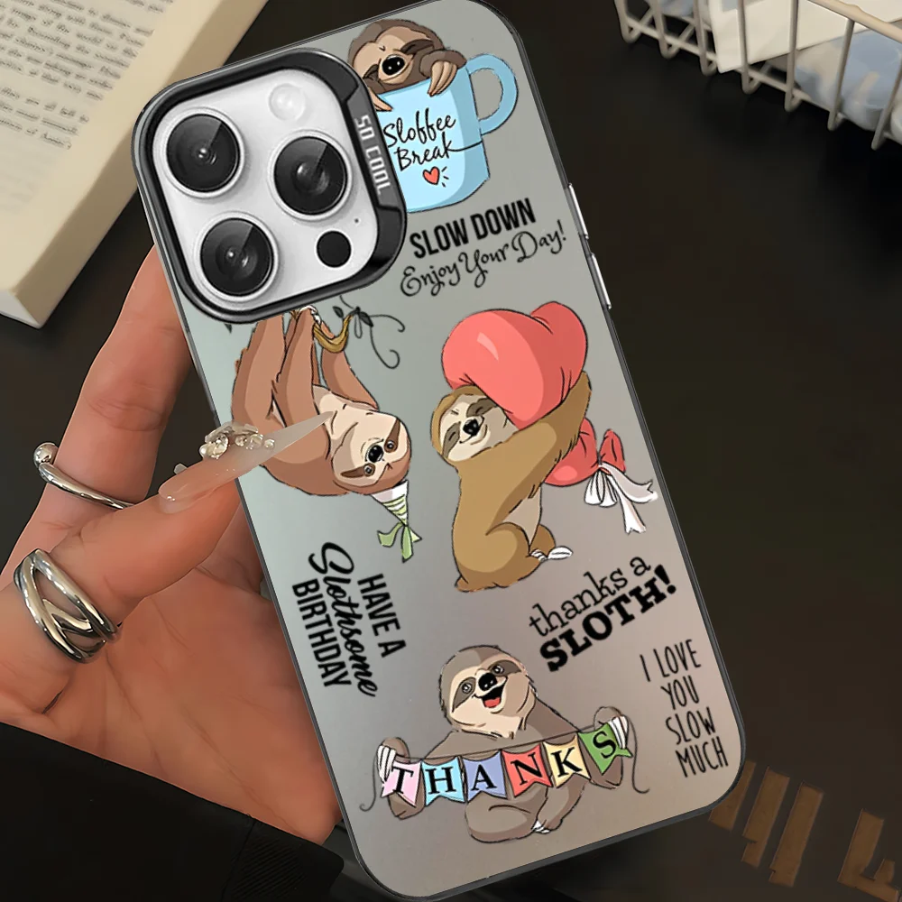 Cute Sloth Animals Phone Case For IPhone 16 15 14 13 12 11 Pro Max X XR XSMAX 8 7 Plus Matte Shockproof Back Cover