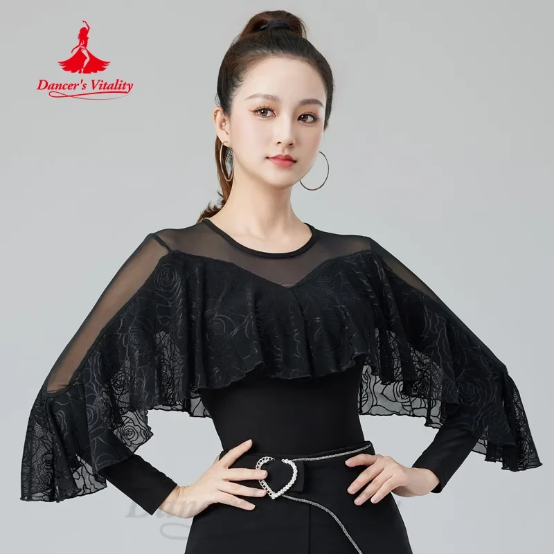 

Latin Dance Costume Women's Customized Sexy Lace Slimming Top Tango Chacha Samba Practice Clothes Social Dance Training Clothing