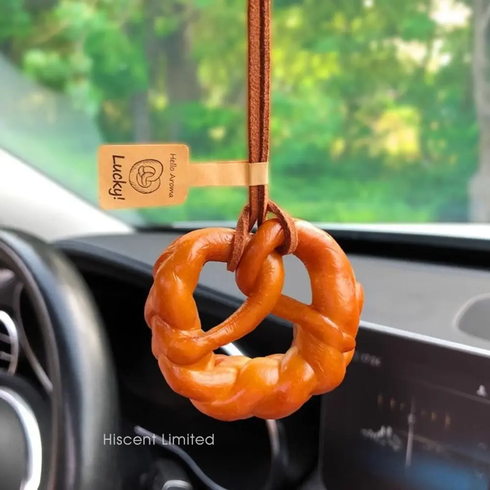 Bagel Alkaline Bread Pendant Keyring Cute Pretzel Key Chain Car Interior Pendant Rope Croissant Bag Accessory