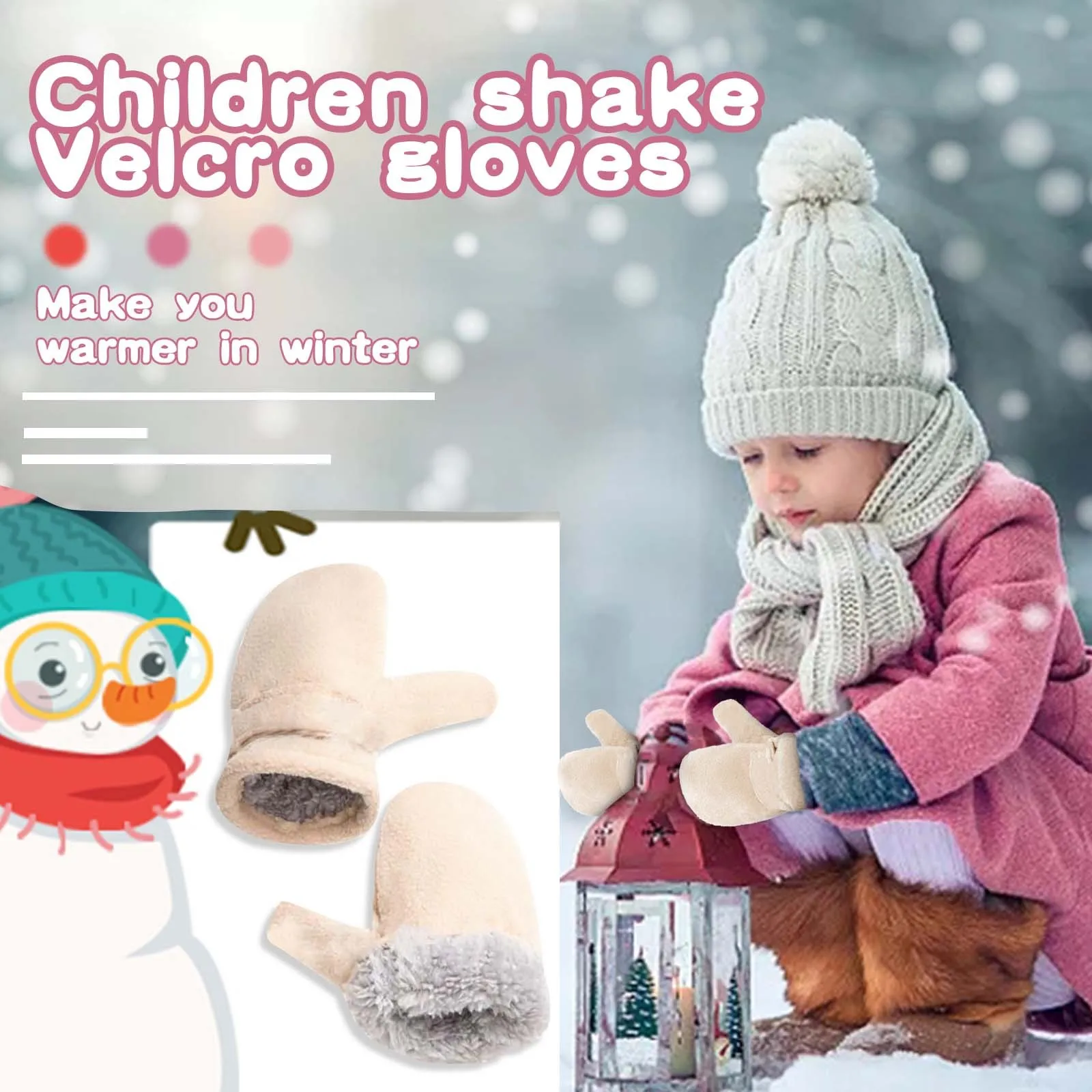 2024 New Winter Warm Children Ski Gloves Baby Sports Glove Long-sleeved Mitten Thicken Warm Windproof Waterproof Snow Snowboard