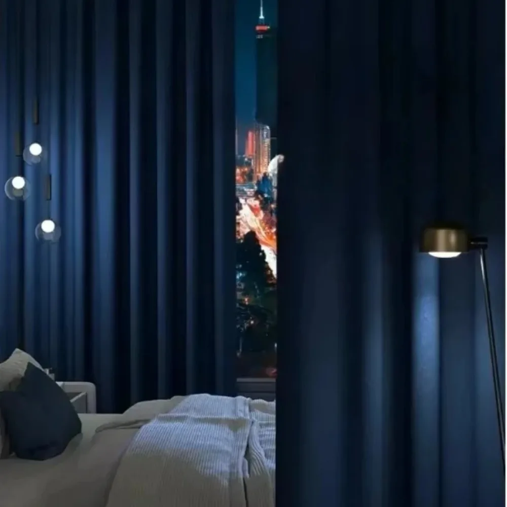 

Modern Blackout Curtains for Living Dining Room Bedroom Window Double Sided Linen Cotton Sunshade Solid Color Curtains