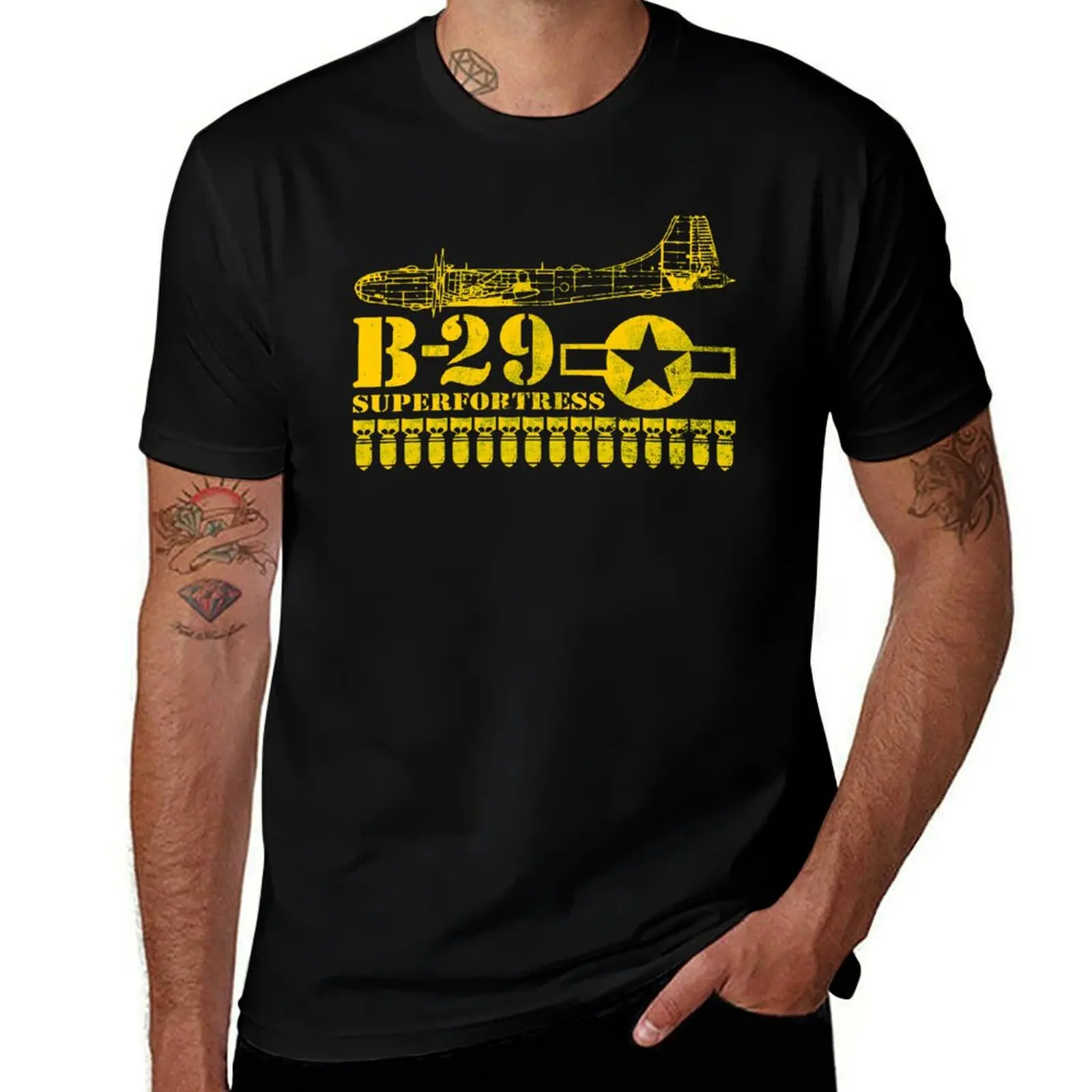 B-29 Superfortress Bomber (distressed) T-Shirt cotton t shirt man T-Shirt