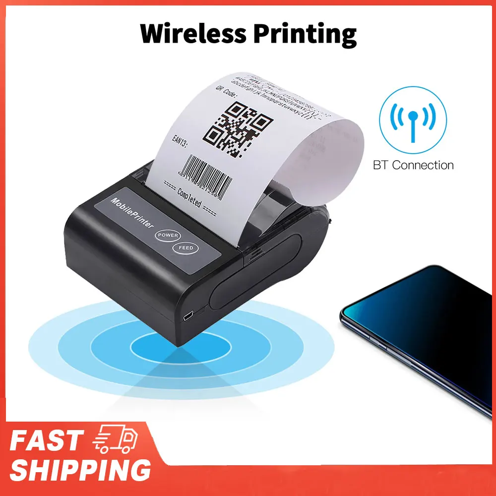

Personal Mini Bill POS Mobile Printer Portable BT 80mm Thermal Receipt Printer With Rechargeable Battery Support ESC/POS
