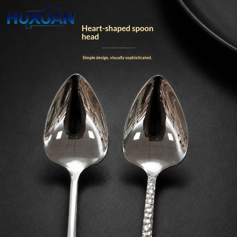 304 Stainless Steel Peach Heart Spoon Mirror Polished Head With Long Handle For Dessert Coffee Kitchen Tableware